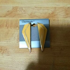 2/20Vintage earrings yellow,gold charmante w/backs